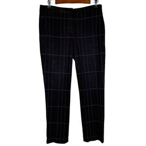 Theory Izelle K2 Ponte Knit Brown Windowpane Plaid Pant size 6